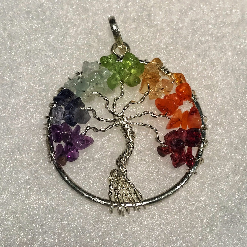 Chakra Stone Tree of Life Necklace, Hand Wire Wrap Wrapped Pendant Yoga  Jewelry | eBay